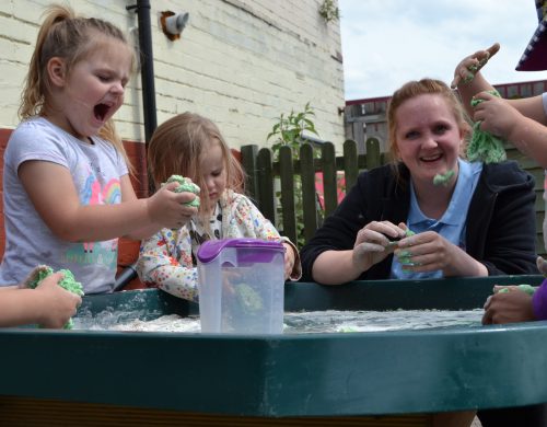 Children and team at Happy Kids Clifton Rotherham Day Nursery